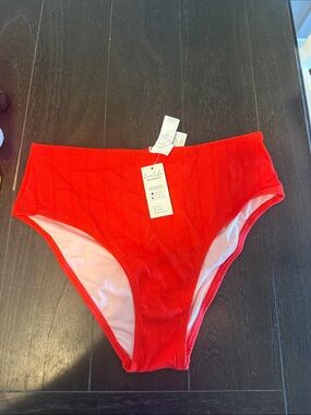 Cupshe deep orangish/ red Ribbed High-Waist Bikini Bottoms